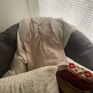 Forever 21 Peach Lace Racerback Tank XS